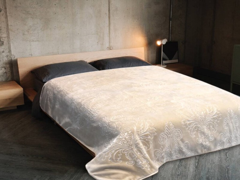 Κουβέρτα Υπέρδιπλη Ανοικτό Μπεζ Ανάγλυφη Βελουτέ Branch Γαρύφαλλο 220x240 | Γαρύφαλλο - Λευκά Είδη